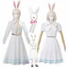 Ny anime cosplay beeastars haru kostym lolita klänning peruk öron kvinnor japansk skola enhetlig vit kanin halloween y0913