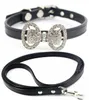 Halsbanden Luxe Kristal Kleine Halsband Kat Ketting Bowtie Designer Hoge Kwaliteit PU Leer Puppy Pet Set Lood5783842