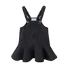 Mudkingdom Little Girls Dresses Denim Kombinezony Skirtall Jumper Plain PinaFore Mini Dress Toddler Wiosna Odzież 210615