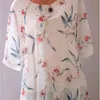 Summer Floral Print Women Blouse 5XL Plus Size Chiffon Blouses Half Sleeve Beach Shirt Office Work Shirts Blusas Feminina Tops 210326