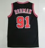 Kolej erkek giyer erkek # 91 Dennis Rodman Jersey # 33 Scottie Pippen Formalar Solucan 10 # Dennis Rodman-Erkekler Spor Gömlek Dikişli Kırmızı Beyaz Siyah Gömlek S-XXL