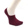 Erkek Çorap Yaz Saf Renk Adam için Ayak Beş Parmak Saklı Yok Düşük Kesim Gizli