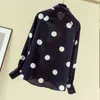 Höst Kvinnor Långärmad tröja Chiffon Blouse Polka Dot Shirts Casual Loose Slim Korean Elegant Ol Blusas 11145 210427