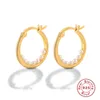 Hoop & Huggie CANNER 100% 925 Sterling Silver Seven Pearl Wedding Earrings For Women Luxury Gold Color Earring Charm Fashion Jewelry