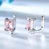 Umcho solid 925 sterling silver clip örhängen för kvinnor ros rosa morganite ädelsten bröllop förlovning mode smycken gåva