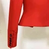 High Street Est Fashion Designer Jacka Kvinnors Slim Montering Red Short Blazer 211116