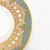 Koppar tefat turkiska te glasögon set med sked kaffekopp romantisk exotisk glasblå guld kök dekoration dricka208m
