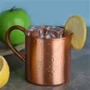 Pure Copper Mug Handle European American Style Moscow Mule Cocktail Glass Cup Restaurant Bar Cold Drink h3 220311