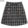 Tweed Skirt for Women In Autumn Spring Korean White Black Chic Short with High Waist Mini s 210621