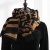 Bow Ties 2021 Imitation Cashmere Scarf Female Autumn Winter Warm Printing Champagne Gold Elegant Celebrity Shawl