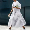 Women's Summer Dress Bohemian Sundress Vintage Half Lantern Sleeve Swing Party Long Dresses Casual Robe Plus Size Vestidos