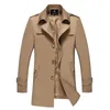 Heren Trench Coats Classic Spring en Autumn Wind Breaker Mid-Length Fashion Casual Jacket Thin Slim Men