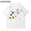 T-Shirts Streetwear Harajuku planète dessin animé astronaute t-shirts décontracté été coton lâche mode hommes t-shirts hauts 210602