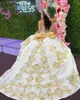 Robes de 15 ans 2021 Organza ivoire or princesse Quinceanera robes appliques volants robe de bal doux 16 robe de bal