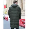 Długa zimowa biała kurtka męska 86% czarny ładunek gruby płaszcz z kapturem ciepły mężczyzna plus rozmiar 6xl 7xl 8x 9xl 10xl odzież 211124