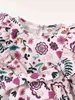 Baby Floral Print Ruffle Trim Flounce Sleeve Belted Dress She