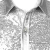Lantejoulas metálicas de prata Glitter Camisa dos homens 70's Dia das Bruxas Chemise Home Fase Performance Camisa Masculino 210522