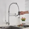 Chrome Spring Kitchen Faucet Pull out Side Sprayer Dual Spout Single Handle Mixer Tap Sink 360 Rotation Degree7708364