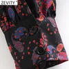 Zevity Women Vintage Paisley Print Casual Smock Blouse Female Retro Cashew Nuts Breasted Shirts Chic Blusas Tops LS7680 210603