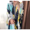 Sarves – foulard en soie pour femmes, marque de luxe, imprimé, châle en coton doux, étole de plage, bandana, bandeau silencieux