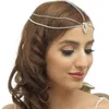 Hårklämmor Barrettes Bohemian Vintage Full Rhinestone Bridal Headband Chain For Women Wedding Crystal Drop Shape Poun