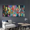 New York skyline abstrakt stadsmålning kanfas print för vardagsrum väggkonst modern byggnad dekoration quadros