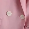 Katı Pembe Moda Dış Giyim Blazer Kadınlar Kruvaze Cepler Casual Bayan Streetwear Zarif Bayan 210430