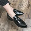 Men loafers Smoking Slip-on Shoes tassel Luxury Party Wedding Black Dress Men's Flats