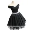 Sweet Sexy Sweetheart Crystal Ball Toga Mini Homecoming Jurk met Lace-Up Tulle Plus Size Graduation Cocktail Prom Party Gown BH14