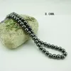 Nature Hematite Round Beads Necklaces Elastic Magnetic Black Stone Choker Necklace Magnet Therapy Bracelets Men Jewelry Sports Health