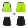 Casual Side Striped Shorts Men Kvinnor Högkvalitativ Svart Grön Logo Tape Terry Cotton Breeches