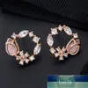 Ny ankomst klassisk rund rosa grön kristall stud örhängen söt blomma cirlce smycken mode brincos gåva för kvinnor fabrik pris expert design kvalitet senast