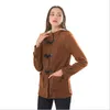 Giacche basic da donna Cappotto cammello Primavera Autunno Cappotto da donna Cerniera Bottone in corno Giacca da donna Giacca con cappuccio S-5XL 211223