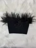 Arrivo Donne Sexy Designer Piume Bandage Tops Camisole Ladies Trendy Night Night Club Crop 210527