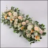 Wreńki świąteczne imprezowe domowe ogrodowe kwiaty dekoracyjne 100 cm DIY Wedding Flower Mursement Supplies Jedwabne piwonie Rose Artificial Row d d.