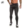 Gingtto för män Super Stretch Mens Skinny Stor Storlek Täta Byxor Bekväm grå Denim Jeans 28-36 ZM09