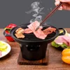 Mini barbecue oven grill Japanse stijl een persoon kookt oven huis houten frame alcoholkachel BBQ voor buitentuinfeest 210724