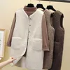 Autumn Long Vest Women Winter Thermal Waistcoat Warm Fleece Female Sleeveless Jacket Ladies s For 210819