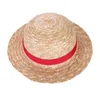 Boy Girl One Piece Cap Straw Hat Neck String Luffy Flat Hatts Cosplay Japanese Cartoon Rops Kid Red Stripe Beach YF001 Wide Brim240V