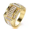 Hip Hop Diamond Cluster Rings Full Crystal Gold Iced Out Band Ring for Women Men Motorcykel Style Fashion Jewely Will and Sandy