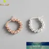 Flyleaf Rose Gold Beads Hoop Kolczyki Dla Kobiet Nowy Trend 100% 925 Sterling Silver Lady Moda Biżuteria