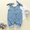 الطفل السروال القصير الوليد الفتيات قطعة واحدة حللا البحرية جين infantil bebes أكمام playsuits 0-18month الأطفال وزرة الملابس 790 Y2