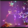 Dekoracje świąteczne Party Supplies Garden Drop Dostawa 2021 Christmas Led 3dot5m Curtain Garland Star Bells Decor dla domu 220 V Fairy Ligh