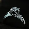 シルバー証明書Real 100 925 Sterling Silver Engagement Ringセット125 CTシミュレートされたダイヤモンドウェディングリングの女性5736858