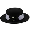 Stingy Brim Hats Wide Simple Top Hat Panama Solid Felt Fedoras With Bow For Women Real 100%wool Jazz Cap