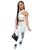 Designer Women Two Piece Pants Set Sexiga Vest Leggings Casual Tracksuit Zipper Split Suit Solid Color Outfits