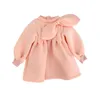 Meninas vestidos de inverno manga longa cor rosa design original princesa vestido com arco crianças doce saia roupas para bebê 20220307 h1