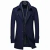 Cappotto invernale da uomo in lana da uomo Business Casual caldo misto lana spessa Cappotto da pisello in lana Trench maschile soprabito 211122