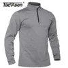 TACVASEN printemps/automne pull de sport thermique hommes 1/4 fermeture éclair hauts respirant Gym course t-shirt pull homme vêtements de sport 210716