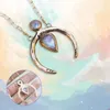 Pendentif Colliers Creative Vintage Moonstone Chaîne Colliers Pour Femmes Charme Or Couleur Croissant Pendentif Collier Femme Bijoux Cadeau